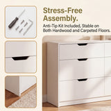 Homall 6 Drawer Double Dresser for Bedroom, Wood Storage Cabinet with Handle-Free Design, Modern Chest of Drawers for Bedroom & Living Room