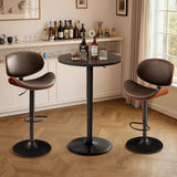 Homall 2 Pieces Bar Table Height Adjustable Bistro Pub Table Cocktail Round Table with Metal Base, White/Sliver