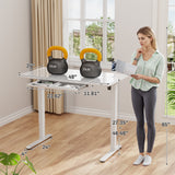 Homall 48" x 24" Wood Top Electric Standing Desk with Drawer, Height Adjustable Desk with Phone Stand & Charging Ports, Sit Stand up for Home Office,Beige