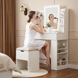 Homall Vanity Desk with 3 Colors LED Lighted Mirror, Makeup Vanity with Storage Shelves and Drawers, Vanity Table Dressing Table for Bedroom