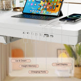 Homall 48" x 24" Wood Top Electric Standing Desk with Drawer, Height Adjustable Desk with Phone Stand & Charging Ports, Sit Stand up for Home Office,Beige