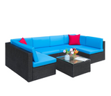 LACOO 7 Pieces Patio Conversation Set Outdoor Sectional Sofa Set PE Rattan