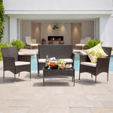 Lacoo 4 Pieces Patio Conversation Set Outdoor PE Rattan Wicker Chairs Set and Table