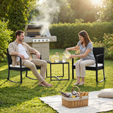 Homall 3 Pieces Patio Bistro Chairs Set, Outdoor PE Rattan Chairs with Cushions and Coffee Table Conversation Set