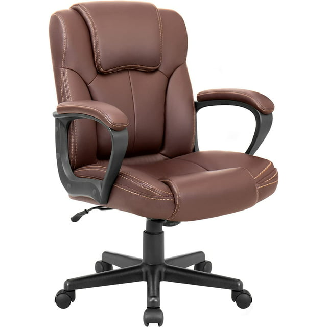 HOMALL Faux Leather Mid-Back Executive Office Desk Chair with Lumbar Support