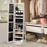 Homall 360° Swivel Jewelry Armoire Lockable 3-in-one Jewelry Cabinet Organizer with Full Length Mirror, White