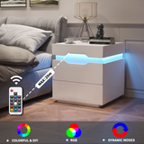 Homall Nightstand Drawers Led Bedside End Tale with Remote and Charging Ports