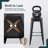 Vyrox Metal Bar Stools Set of 4, 30 Inch Bar Height Stackable Backless Industrial Stools with Footrest, Indoor & Outdoor