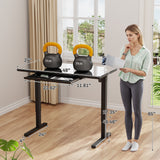 Homall 48" x 24" Wood Top Electric Standing Desk with Drawer, Height Adjustable Desk with Phone Stand & Charging Ports, Sit Stand up for Home Office,Beige