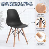 Vyrox Dining Chairs Set of 4, Mid Century Modern Kitchen & Dining Room Chairs with Wood Legs, Ergonomic Shell Side Chairs for Living Room, Apartment, Office
