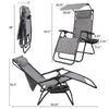 Lacoo Zero Gravity Chair Outdoor Folding Recliner Lounge Chair with Attachable Sunshade Canopy and Holder, Gray