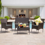 Lacoo 4 Pieces Patio Conversation Set Outdoor PE Rattan Wicker Chairs Set and Table