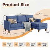 Homall 72" L-Shaped Modular Sectional Sofa 3 Seat Cloud Sofa Couch with Moveable Ottoman for Living Room