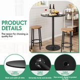 Homall Bistro Pub Table Round Bar Height Cocktail Table Metal Base MDF Top Obsidian Table with Black Leg 23.8-Inch Top, 39.5-Inch Height