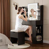 Homall Vanity Desk with 3 Colors LED Lighted Mirror, Makeup Vanity with Storage Shelves and Drawers, Vanity Table Dressing Table for Bedroom