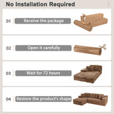 Homall 109" L-Shape Memory Foam Modular Sectional Sofa 3 Seat Oversized Upholstered Deep Seat Sofa Couch for Living Room,Bedroom and Apartment