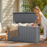Homall 90 Gallon Outdoor Resin Deck Box, Waterproof and UV Resistant Storage Box for Garden Tools, Pool