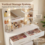 Homall Makeup Vanity Set with Mirro & 3 Modes Lights, Vanity Desk with Stool & Storage Drawers Shelves, Vanity Table with Power Outlet for Bedroom Dressing Room