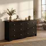 Homall Wood Dresser 6 Drawer Double Tier Dresser, Modern Wood Chest of Drawer for Living Room, Bedroom