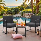 Homall 3 Pieces Patio Bistro Chairs Set, Outdoor PE Rattan Chairs with Cushions and Coffee Table Conversation Set