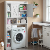 Homall Over The Toilet Storage Cabinet with Barn Doors, Farmhouse Style Space Saver for Over Toilet Storage with Toilet Paper Holder, for Bathroom, Restroom, Gray