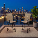 Homall 2-Piece Beige Bar Height Patio Stools – 360° Swivel Textilene Outdoor Chairs, Weather-Resistant Steel Frame for Balcony, Garden & Poolside