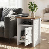 Homall Farmhouse Nightstand Set of 2 with Shelf and Barn Door Wood Modern Beside Tables for Bedroom Living Room, White