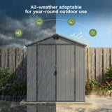 6x10ft Outdoor Plastic Storage Shed with Window-Weather-Resistant, Easy Assembly, Wood-Effect Garden Tool House,Dark Gray