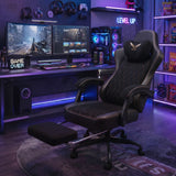 Vyrox Gaming Chair with Adjustable Lumbar Support and Footrest, Ergonomic High Back Reclining Computer Chair, Black
