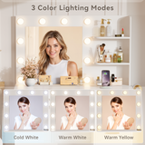 Homall Vanity Desk with Mirror, 3 Modes LED Lights and USB Power Outlet, Makeup Vanity Table with 6 Storage Shelves and 7 Drawers for Dressing Room Bedroom