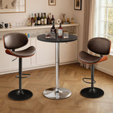 Homall 2 Pieces Bar Table Height Adjustable Bistro Pub Table Cocktail Round Table with Metal Base, White/Sliver