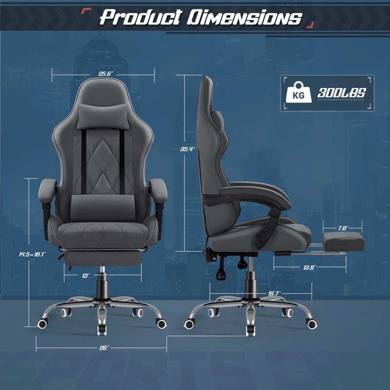 Homall Gaming Chair Fabric Computer Chair Massage Game Chair Cloth Office Chair with Headrest, Lumbar Support & Footrest