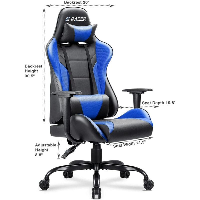 Homall Gaming Chair Office Chair High Back Racing Computer Chair PU Leather Adjustable Seat Height Swivel Chair Ergonomic Executive Chair with Headrest