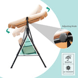 Lacoo 2-Person Outdoor Porch Swing Chair 3-Seat Patio Hanging Swing Glider with Converting Canopy, Weather Resistant Powder Coated Steel Frame and Removable Cushions for Garden, Backyard