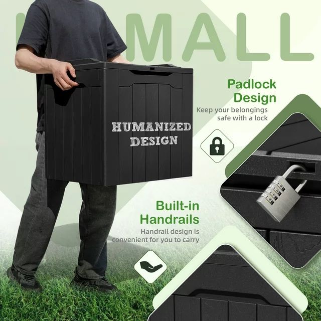 Homall 31 Gallon Outdoor Deck Box In Resin with Seat, Black