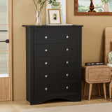 Homall 5 Drawer Dressers for Bedroom Equipped with an Anti-Toppling Device, Modern Wood Chest of Drawers Storage Cabinet