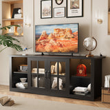 Homall TV Stand for 65 Inch TV with LED Lights & Glass Doors, Media Console with Built-in Charging Station, Entertainment Center for Living Room