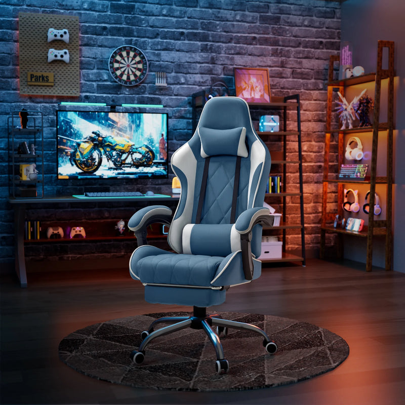 Homall Gaming Chair Fabric Computer Chair Massage Game Chair Cloth Office Chair with Headrest, Lumbar Support & Footrest