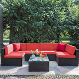 Homall 7 Pieces Patio Conversation Set Outdoor Sectional Sofa Set PE Rattan,
