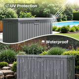 Homall 260 Gallon Outdoor Resin Deck Box ,Lockable, with Side Handles & Hydraulic Rod, Ideal for Patio, Garden, Poolside