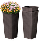 Homall 25" Tall Plastic Planter Set of 2 with Inside Pots, Drainages, for Outdoor and Indoor
