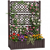 Homall Raised Garden Bed with Trellis, 43"x18"x59" Planter Box for Climbing Plants, Outdoor Raised Garden Bed for Privacy Screen, Tall Vertical Planter, Brown
