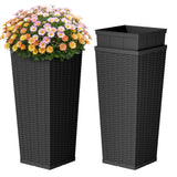 Homall 25" Tall Plastic Planter Set of 2 with Inside Pots, Drainages, for Outdoor and Indoor