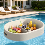 Homall Floating Pool Tray with Cup Holders, Portable Serving Table & Bar for Pool, Hot Tub, Lake, Beige