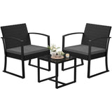 Homall 3 Pieces Patio Bistro Chairs Set, Outdoor PE Rattan Chairs with Cushions and Coffee Table Conversation Set