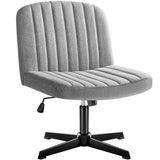 Homall Office Desk Chair Armless Swivel Vanity Chair, Fabric Padded Home Office Chair No Wheels, Gray