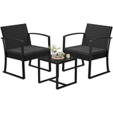 Homall 3 Pieces Patio Bistro Chairs Set, Outdoor PE Rattan Chairs with Cushions and Coffee Table Conversation Set