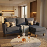 Homall 72" L-Shaped Modular Sectional Sofa 3 Seat Cloud Sofa Couch with Moveable Ottoman for Living Room