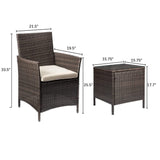 Lacoo 3 Steel Sturdy Outdoor Conversation Sets with Armchair and Table, Brown/Beige