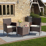 Homall 3 Pieces Patio Furniture Set Outdoor PE Rattan Wicker Patio Conversation Set Bistro Set with Tempered Glass and Cushioned Chairs